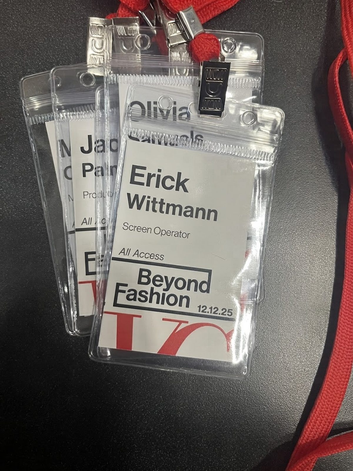 All-access passes for Beyond Fashion, Erick Wittmann, Screen Operator